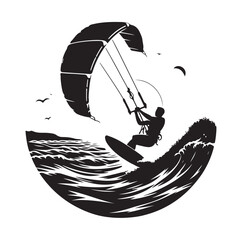 kitesurfing silhouette illustration vector