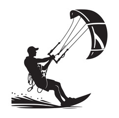 kitesurfing silhouette illustration vector