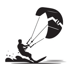 kitesurfing silhouette illustration vector