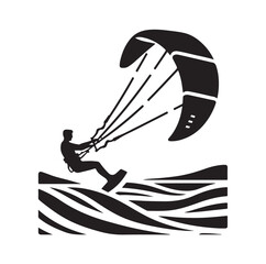 kitesurfing silhouette illustration vector