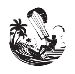 kitesurfing silhouette illustration vector