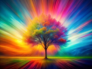 Captivating Long Exposure Rainbow Tree Art - Abstract Printable Artwork for Unique Home Decor and Striking Wallpaper Designs