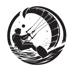 kitesurfing silhouette illustration vector