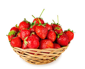 Strawberries basket isolated on a white background, contour