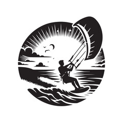 kitesurfing silhouette illustration vector