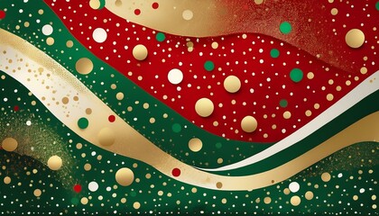 Obraz premium クリスマスイメージの赤・緑・白・金色の壁紙背景。AIで生成