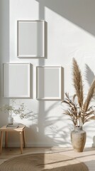 Mock up poster frame in interior background, Scandinavian style, 3d render