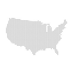 Fototapeta premium Detailed dot map of the United States USA is shown in black and white