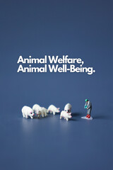 Animal welfare, Animal rights, Animal well-being. World problem of agriculture. Picture for World Animal Day.
