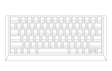 Outline keyboard without letters in minimalist voluminous style