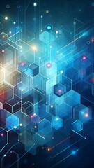 Obraz premium Futuristic geometric hexagonal pattern with transparent layers and a soft glow effect