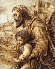 Flight Into Egypt: Age-old Drawing of a Christian Event in Egypt