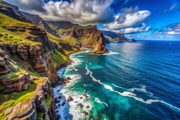 Breathtaking Aerial View of Cliffside on the Ocean in the Canary Islands, Capturing the Beauty of Nature for Travel Enthusiasts and Explorers