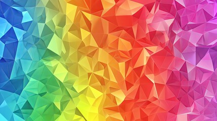 Fototapeta premium Bright rainbow low poly triangular background, colorful polygonal banner, multicolor origami-style vector illustration, irregular triangles, vibrant geometric design