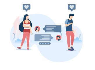 Girl Who Waiting for Reply from Her Boyfriend. Couple Exchanging Messages