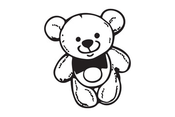 Silhouette Vector Illustration of Teddy Bear Toy.