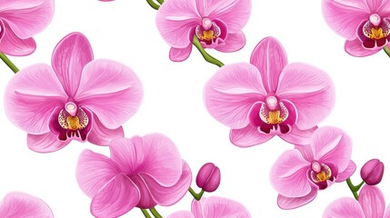 Closeup of Vibrant Pink Orchid Flowers Blooming in Natural Botanical Setting