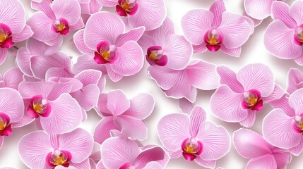 Vibrant Pink Orchid Flowers Blooming in Close up View Floral Background