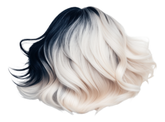 PNG Black and white wig with wavy hair