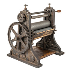 Obraz premium Antique new paint steel rolling mill isolated on white background as transparent. PNG. AI GENERATED