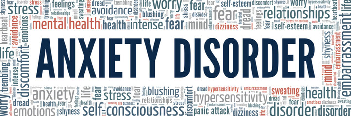 Anxiety Disorder word cloud conceptual design isolated on white background. © Colored Lights