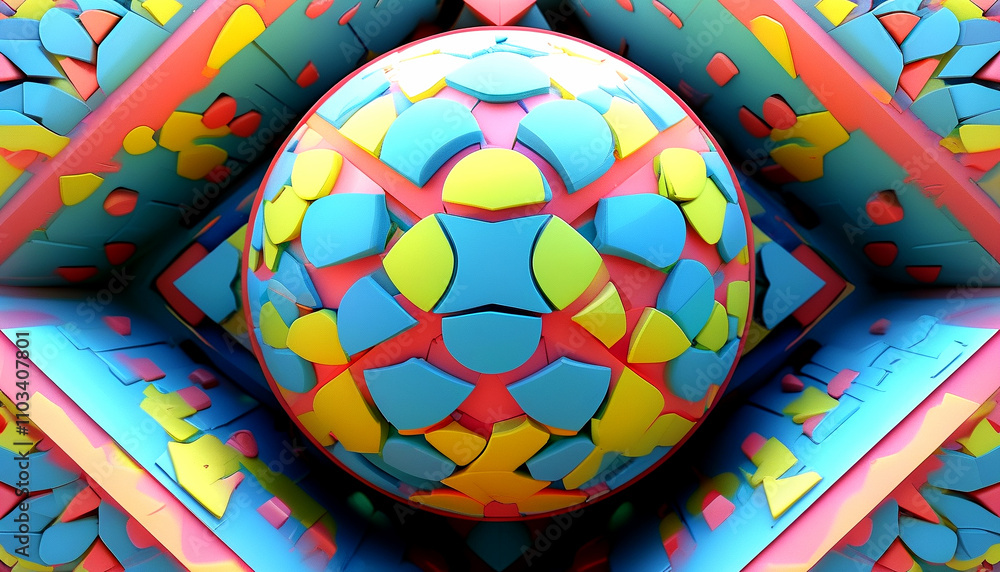 Aufkleber vibrant geometric patterns create a mesmerizing 3d spherical experience