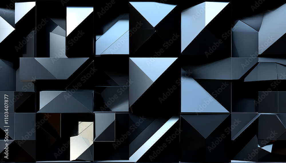 Poster complex interplay of light and shadow among geometric shapes in an abstract display