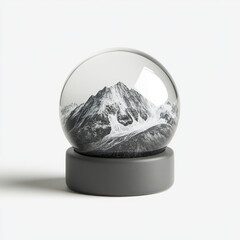 Mountain snow globe isolated on white background