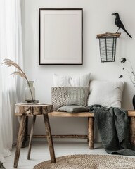 Frame mockup in modern home interior background, 3d render