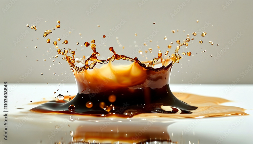 Poster captivating splash of dark liquid creating an intricate crown effect