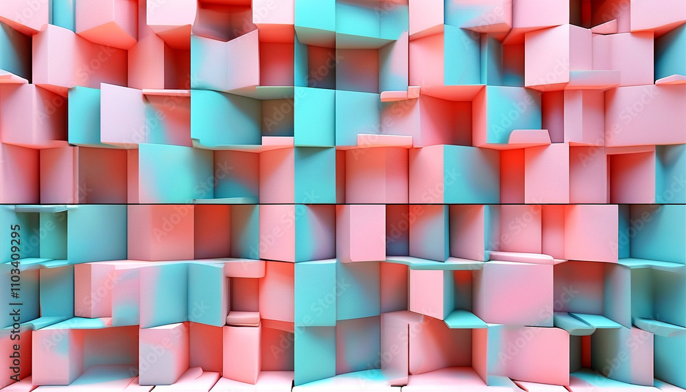 Poster colorful blocks create a dynamic abstract pattern with depth and texture