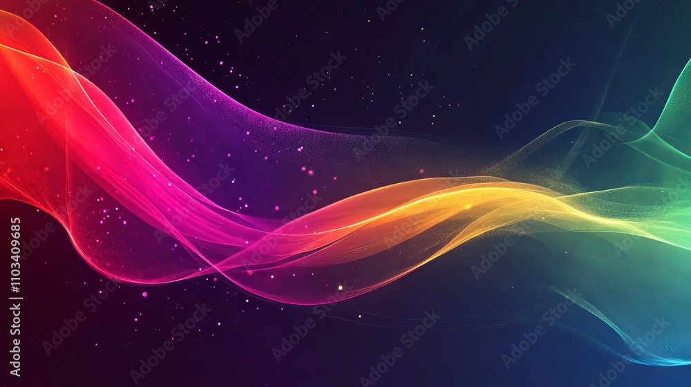 Poster abstract digital technology rainbow color gradient curve design for modern web page, presentation, a
