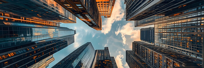 City skyscrapers - urban buildings for corporate and business usage