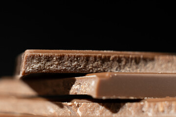 Milk Chocolate Texture, Broken Macro Chocolate Bar.