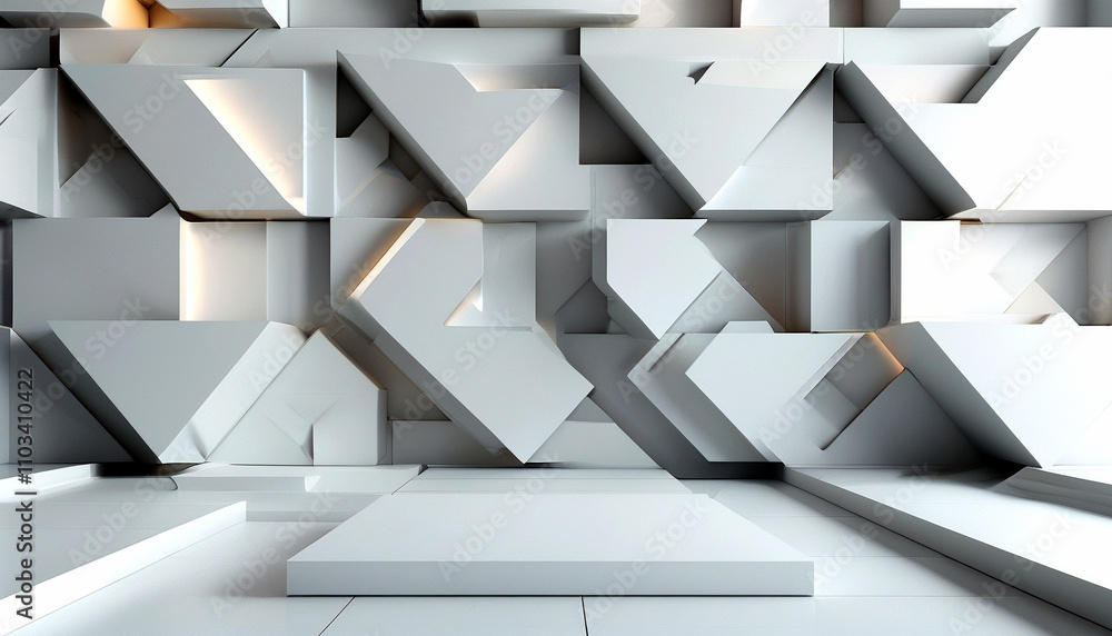 Poster modern geometric design featuring abstract shapes in a minimalist environment