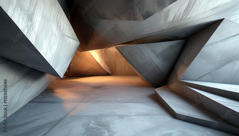 Poster intriguing interplay of light and shadow in an abstract architectural space