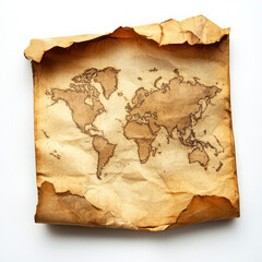 Old world map isolated on white background