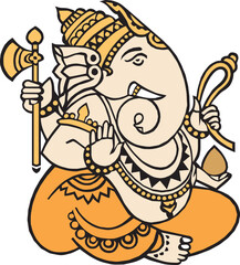 Illustration Design of Indian God Ganesha clipart