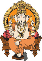 Illustration Design of Indian God Ganesha clipart