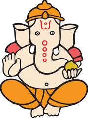 Illustration Design of Indian God Ganesha clipart