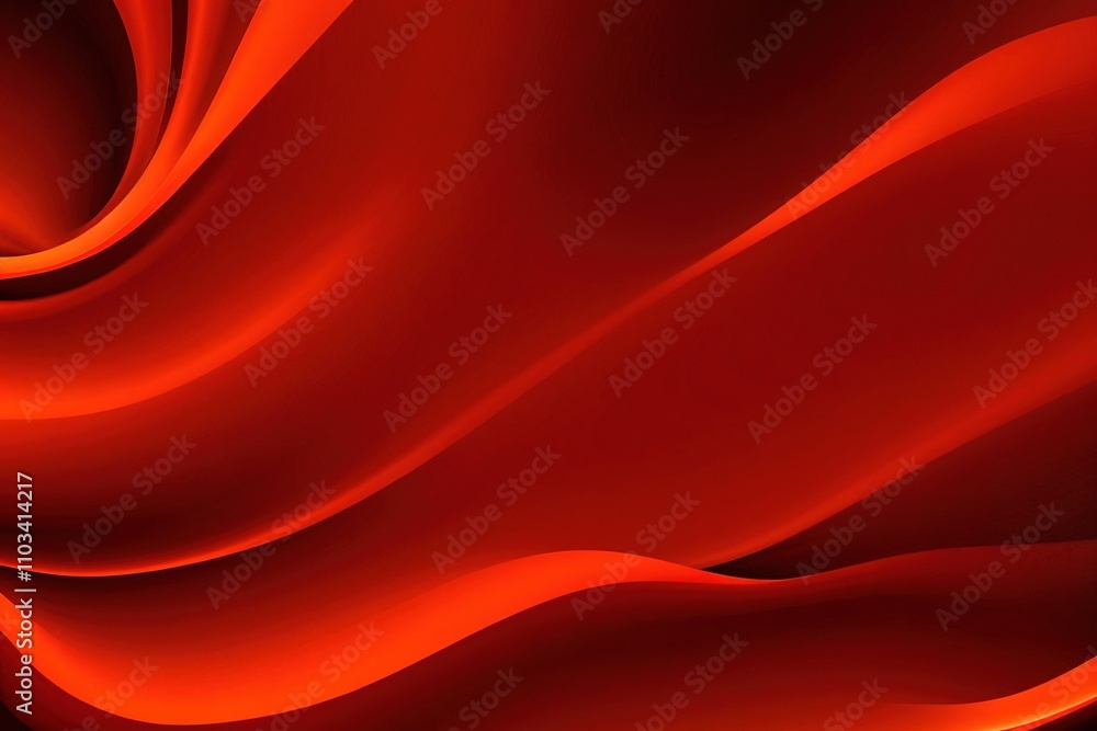 Poster fiery red flowing abstract waves with a glowing gradient.