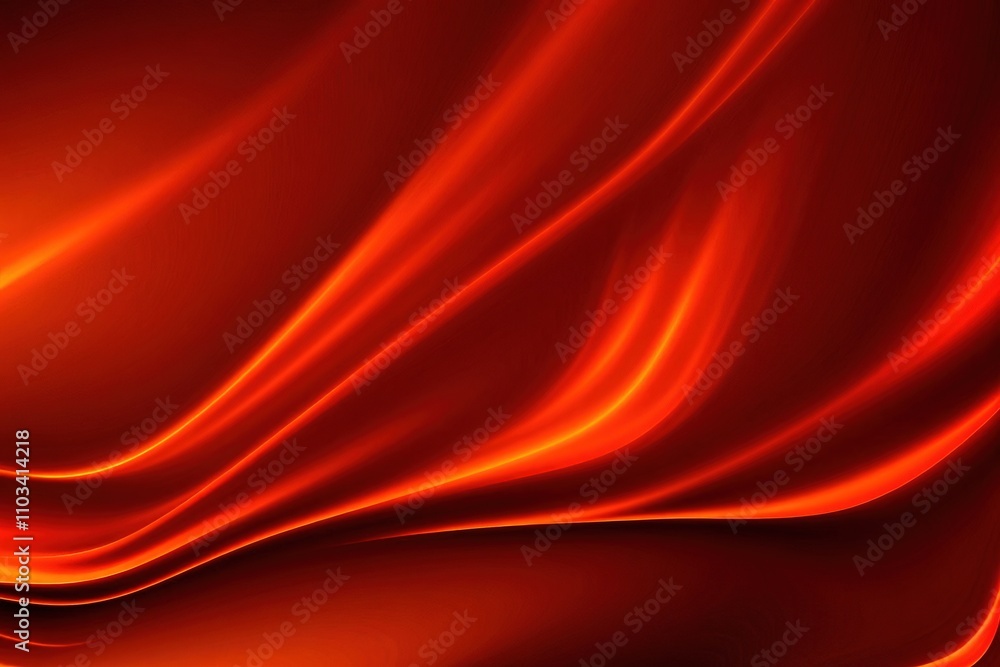 Poster Fiery red flowing abstract waves with a glowing gradient.