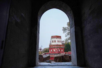 Tibetan architecture in the Four Great Regions of Summer Palace in Beijing.