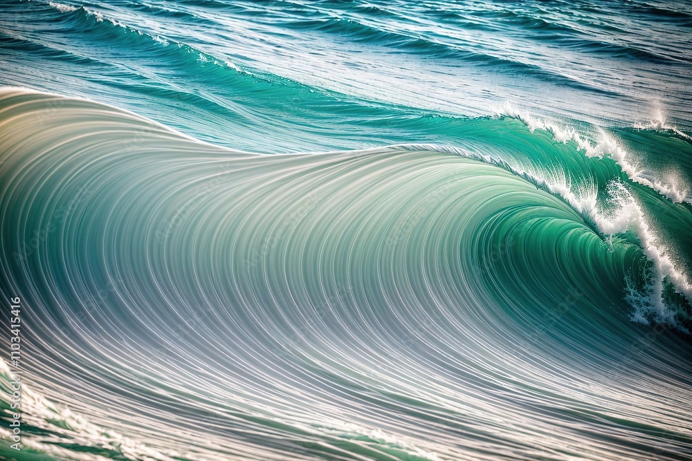 Poster ocean wave with smooth textures and soft gradients.