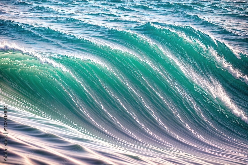 Poster ocean wave with smooth textures and soft gradients.