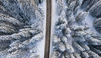 Winter forest road