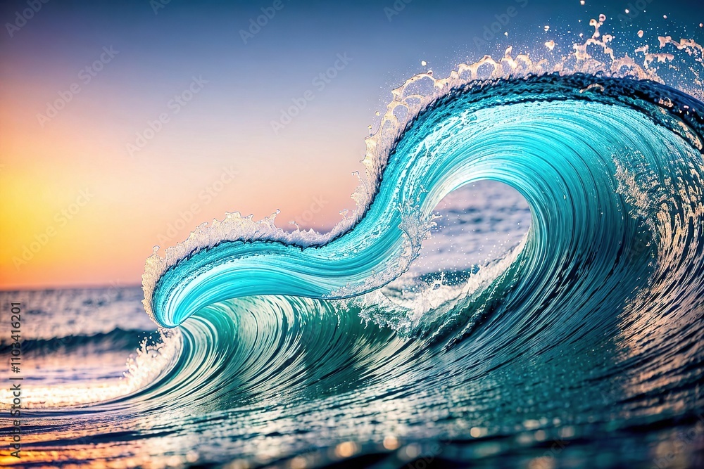 Poster neon blue light vortex with dynamic glowing lines.