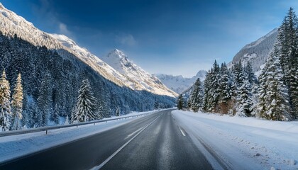 Winter forest road