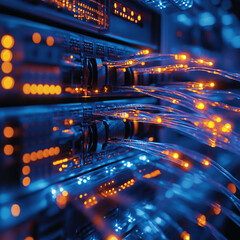 Ai generated insights data center networking technology hub visual data representation high-tech environment abstract viewpoint innovation concept