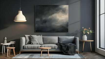 Modern style interior design 3d illustration